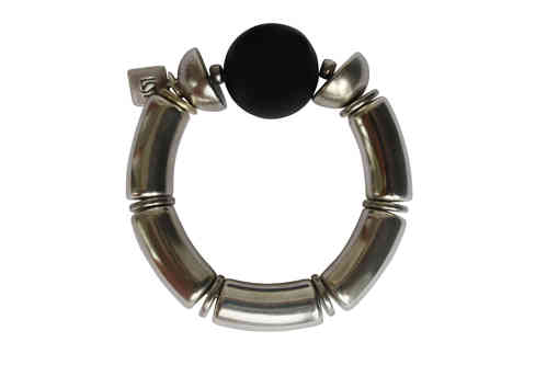 bracelett Ø60mm with silver curves 15x34mm, black pearl 30mm and silver half pearl 22mm